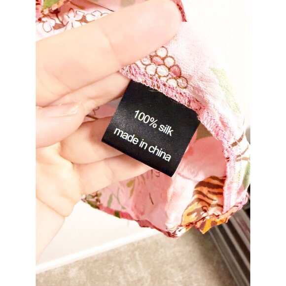 Karen Mabon Anthropologie Womens Tiger Blossom Silk Sleep Shirt Button Up Small - Picture 6 of 8